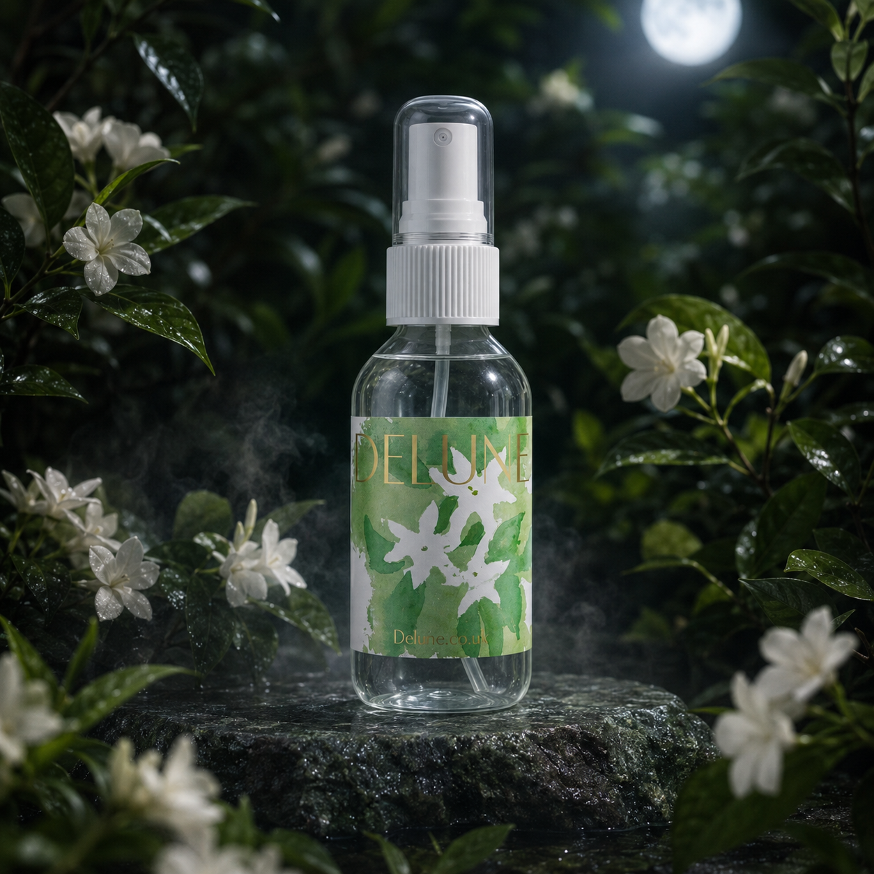 Jasmine & Green Tea Hydrosol — cinematic botanical campaign image