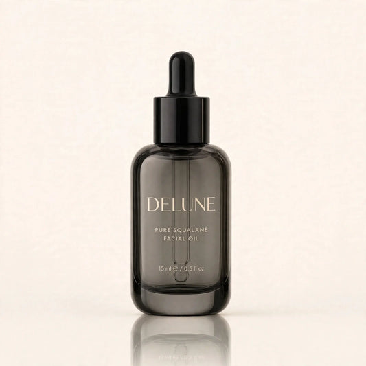 Delune Pure Squalane Facial Oil 15ml in smoky glass dropper bottle