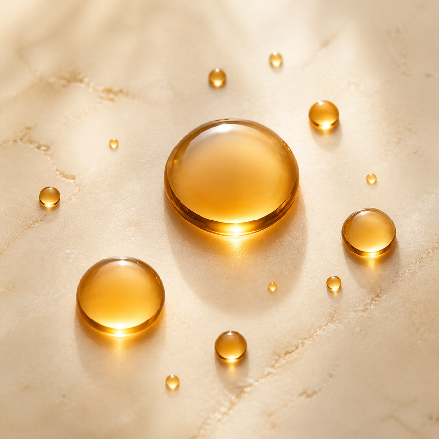 Amber tocotrienol oil droplets