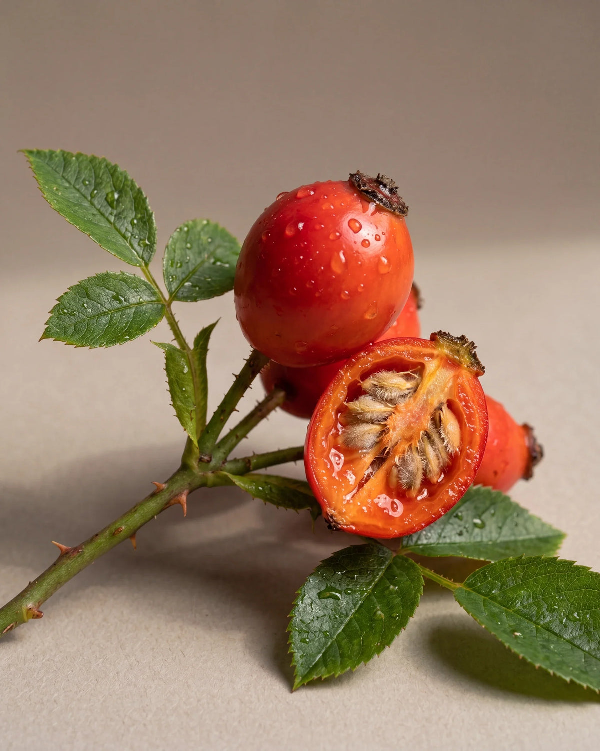 Delune Virgin Rosehip Seed Oil botanical still life