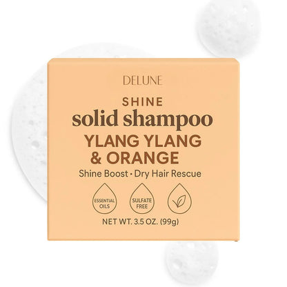 Ylang Ylang & Orange Solid Shampoo Bar - Shine Boost · Dry Hair Rescue - Delune 