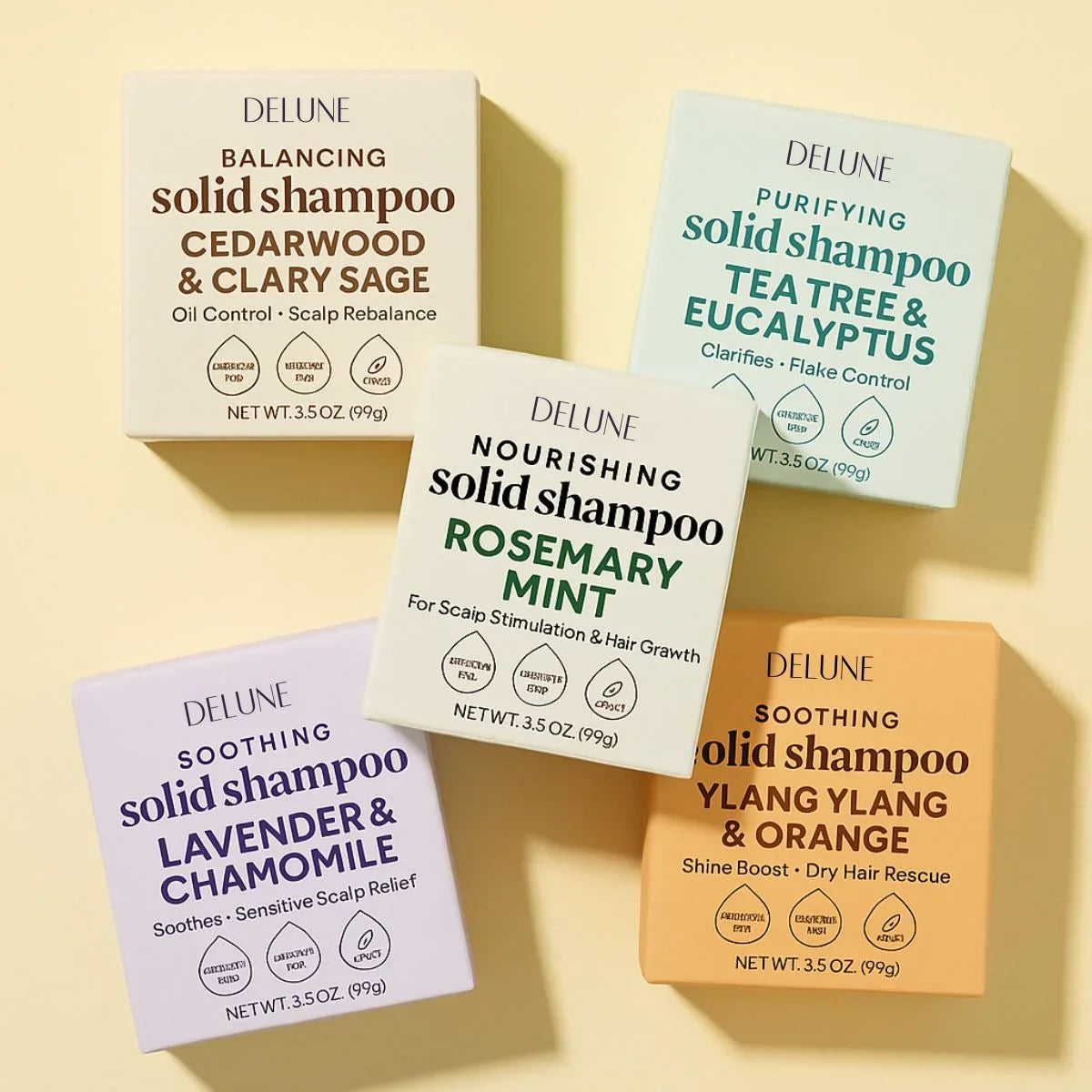 Ylang Ylang & Orange Solid Shampoo Bar - Shine Boost · Dry Hair Rescue - Delune 