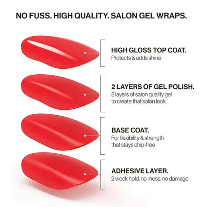 French Manicure (Part Transparent) (Non-UV Nail Wraps) - Delune 